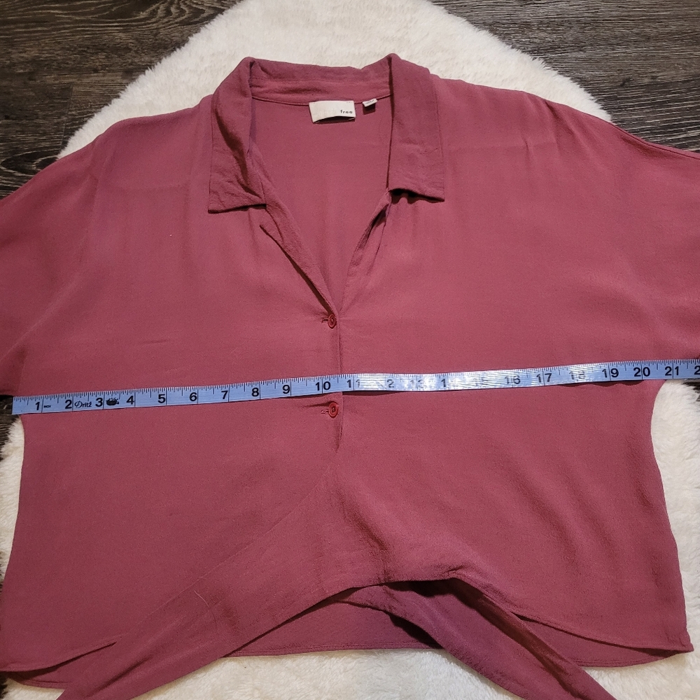 Aritzia Wilfred The Tie Front Cropped Blouse in Dusty Rose Sz M - Picture 5 of 8